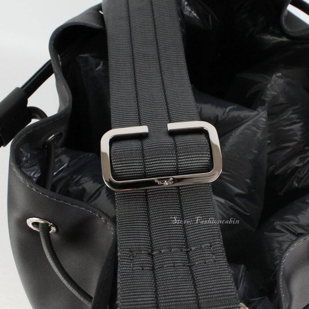 NEW LONGCHAMP Gray Eco Recycled Bucket Bag Drawstring Closure Adjustable Strap - Picture 13 of 16